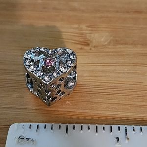 New "Mom" CZ Silver Color Charm for bracelet, other jewelry or crafting